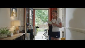 Olympic cyclist Laura Kenny with the Toyota Human Support Robot in a shot from new short film