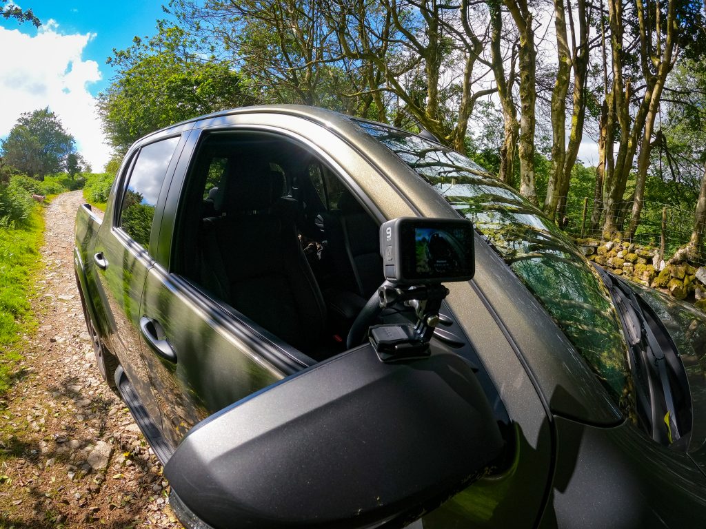 Toyota Hilux Invincible with GoPro camera mounted on wing mirror
