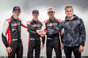 From left to right. Elfyn Evans, Kalle Rovanperä, Sébastien Ogier, Esapekka Lappi