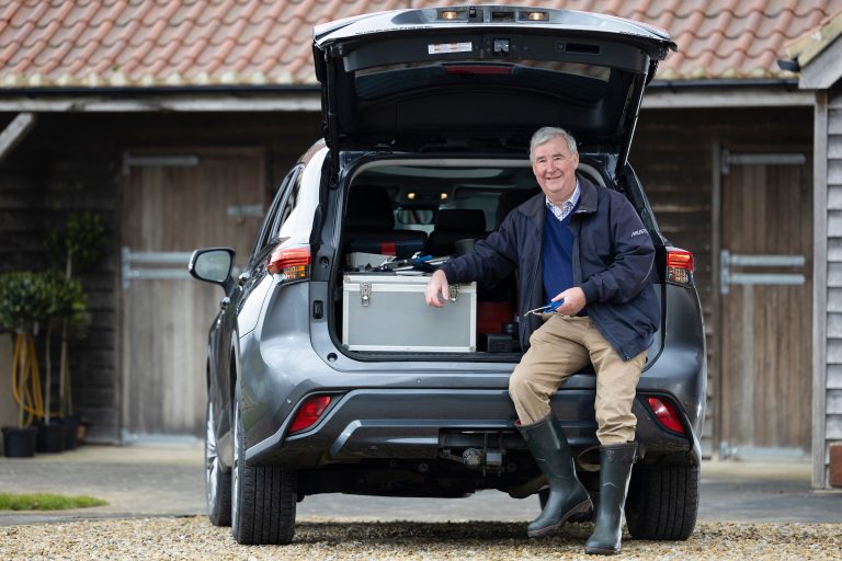 Peter Wright, The Yorkshire Vet, with his hybrid Toyota Highlander.