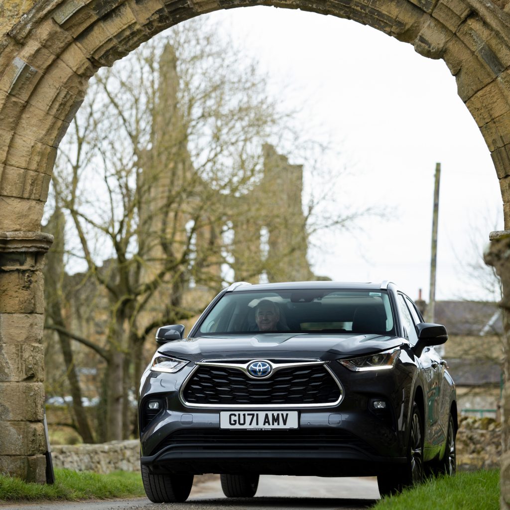 Peter Wright, The Yorkshire Vet, driving his hybrid Toyota Highlander at Byland Abbey in North Yorkshire.