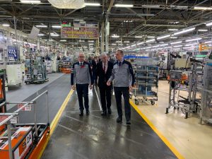 (From left to right) Marvin Cooke Executive Vice President Toyota Motor Europe, Mark Drakeford, First Minister for Wales, Tim Freeman TMUK Deputy Managing Director