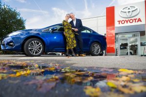 Paul Walker and his wife Gill at the Burrows Toyota centre, Rotherham.