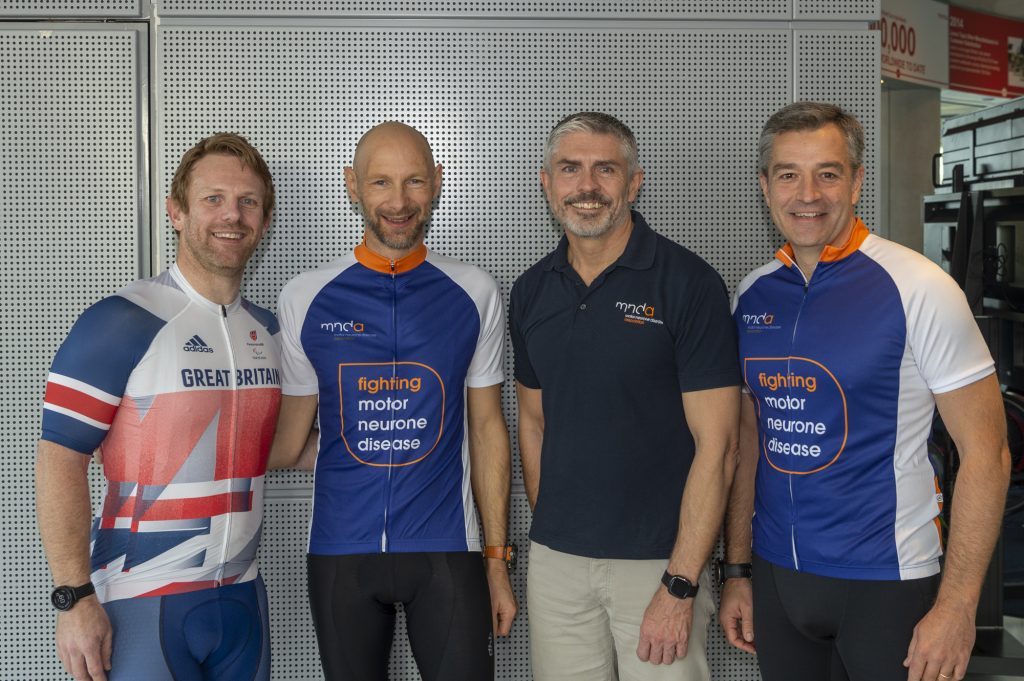 From L to R: Jody Cundy, Paralympic champion, Toyota GB's Greg Culshaw, Mark Chapman, Director of Finance of the MND Association, and Agustin Martin, Toyota (GB) President and Managing Director