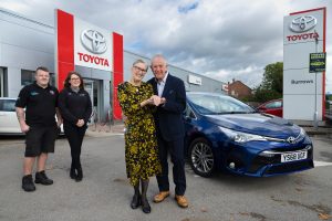 From L to R: Burrows Master Technician and workshop controller James King, Jade Blagg, Gill Walker and Paul Walker at the Burrows Toyota centre.