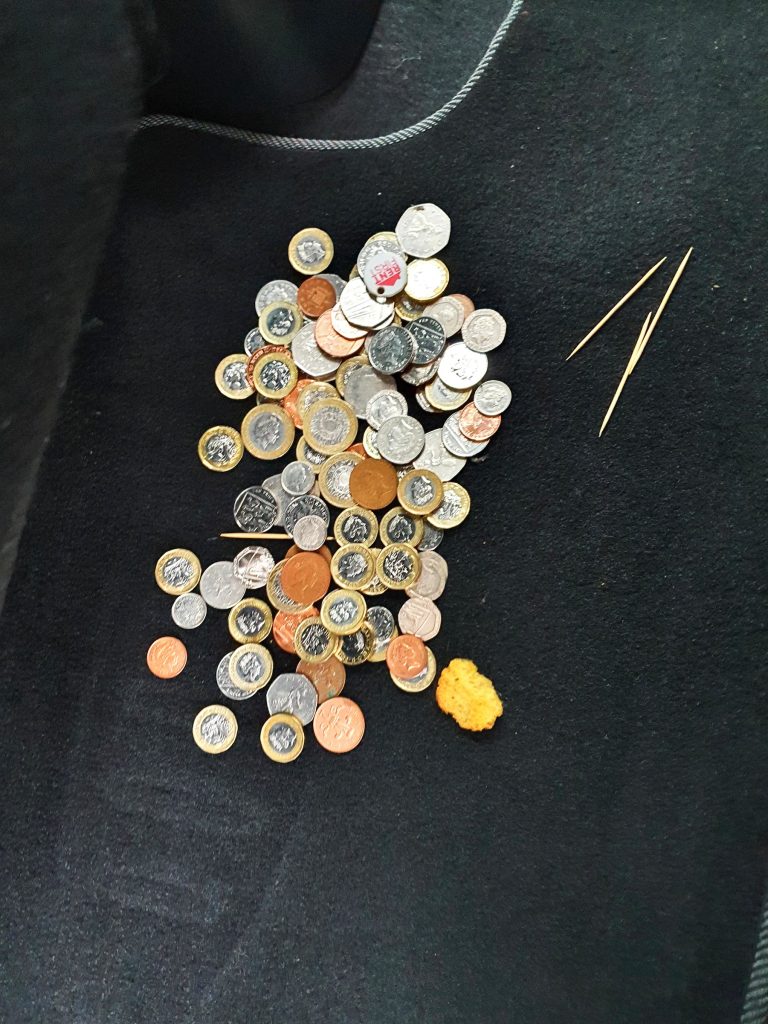 In addition to the missing wedding ring, Toyota Master technician and workshop controller, James King, found some old crisps, some toothpicks and about £40 in change in Paul Walker's Yaris.