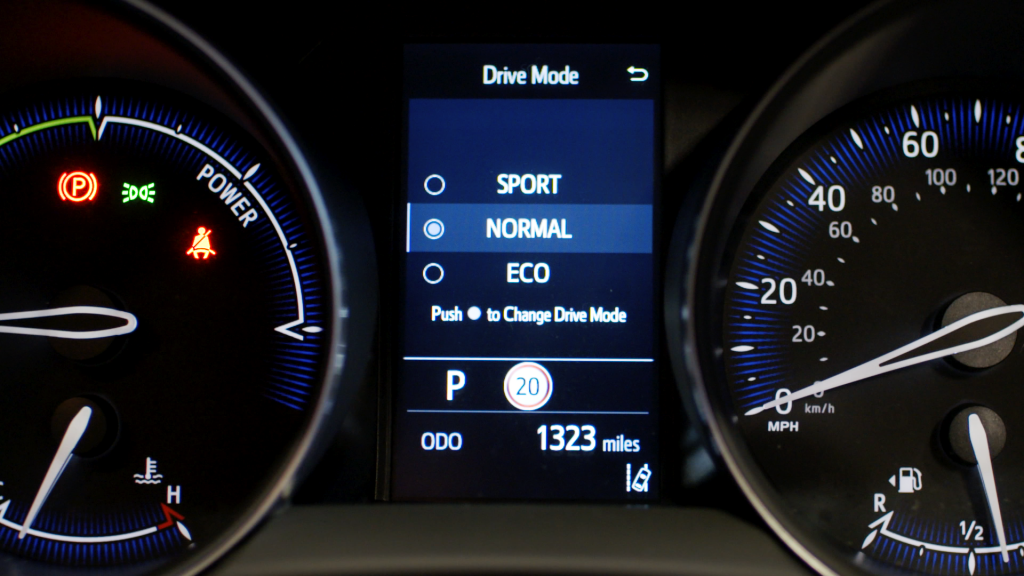 Toyota hybrid driving tips: when starting a Toyota, it defaults to the ‘Normal’ mode, which automatically manages the most efficient use of both the engine and the battery.