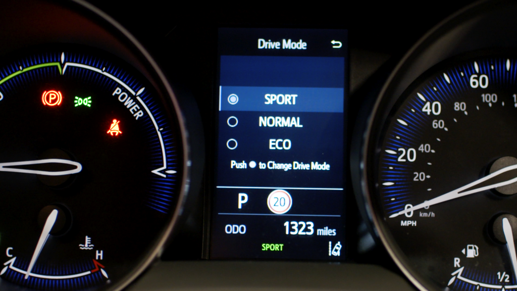 Toyota hybrid driving tips: you can select a different mode to achieve better fuel consumption in certain settings.