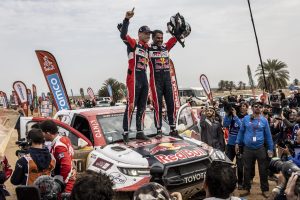 Nasser Al-Attiyah and Mathieu Baumel (left)