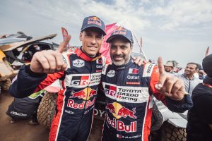 Nasser Al-Attiyah and Mathieu Baumel (left)