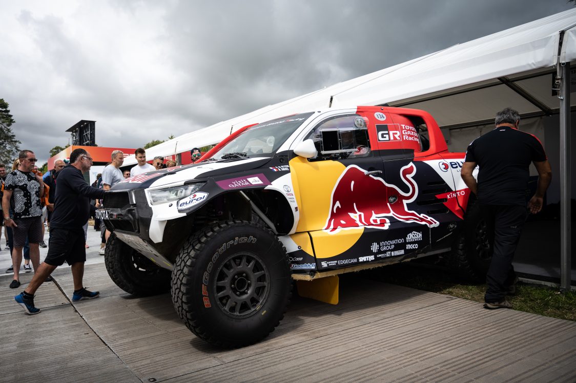 The Toyota Gazoo Racing GR DKR Hilux T1+ at the 2023 Goodwood Festival of Speed.