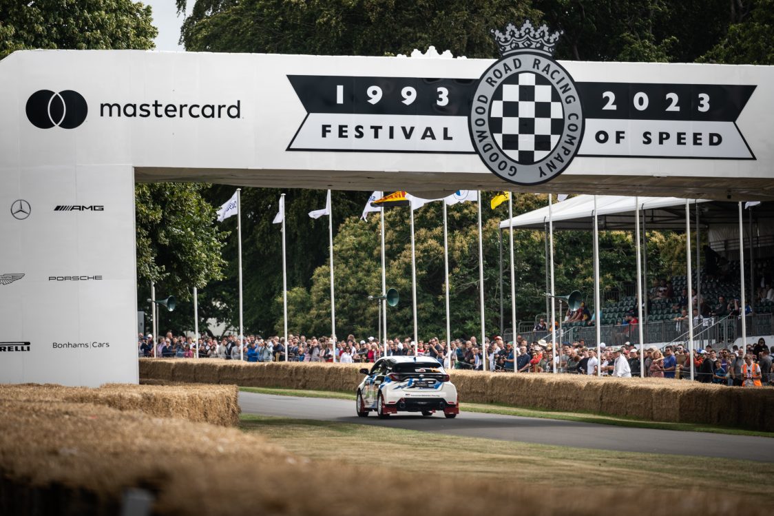 The hydrogen-powered Toyota GR Yaris H2 Concept at the 2023 Goodwood Festival of Speed.