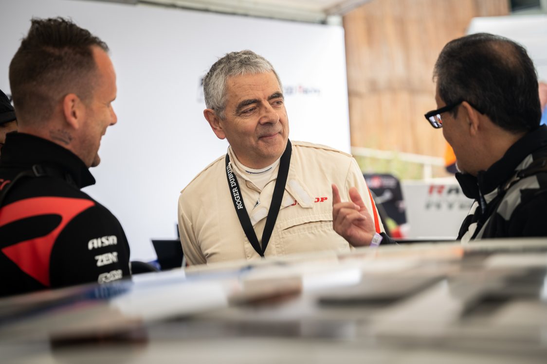 Rowan Atkinson, who drove the hydrogen-powered Toyota GR Yaris H2 Concept at the 2023 Goodwood Festival of Speed.