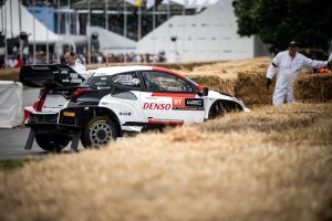 The Toyota Gazoo Racing GR Yaris Hybrid Rally1 at the 2023 Goodwood Festival of Speed.