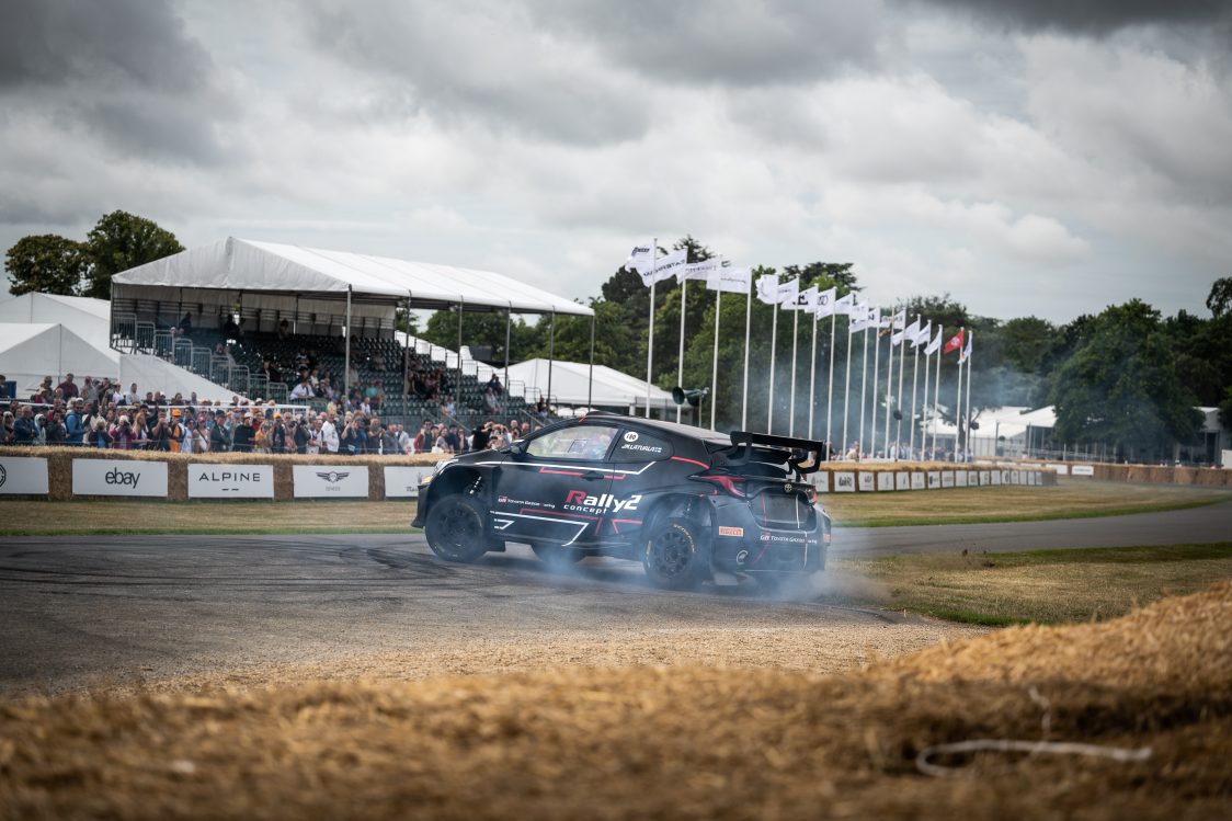 The Toyota Gazoo Racing GR Yaris WRC2 Concept at the 2023 Goodwood Festival of Speed.