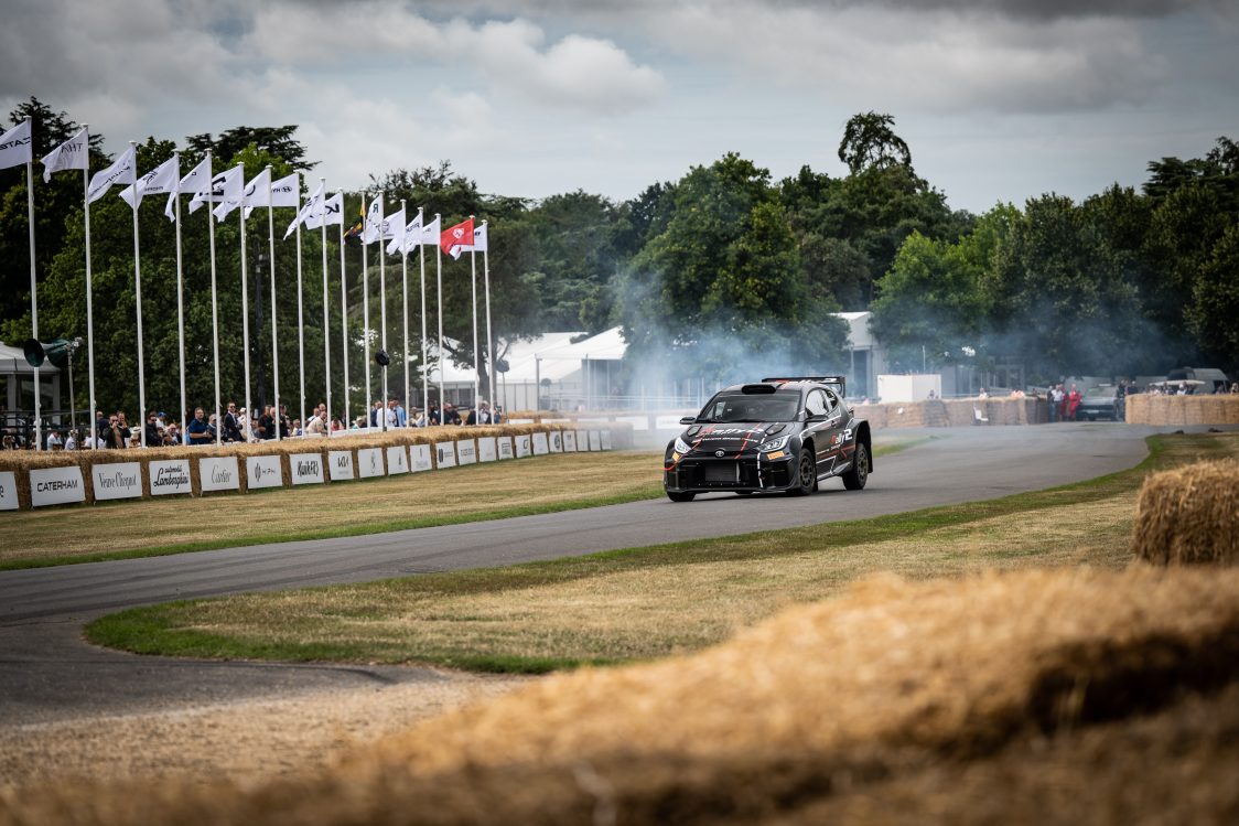 The Toyota Gazoo Racing GR Yaris WRC2 Concept at the 2023 Goodwood Festival of Speed.