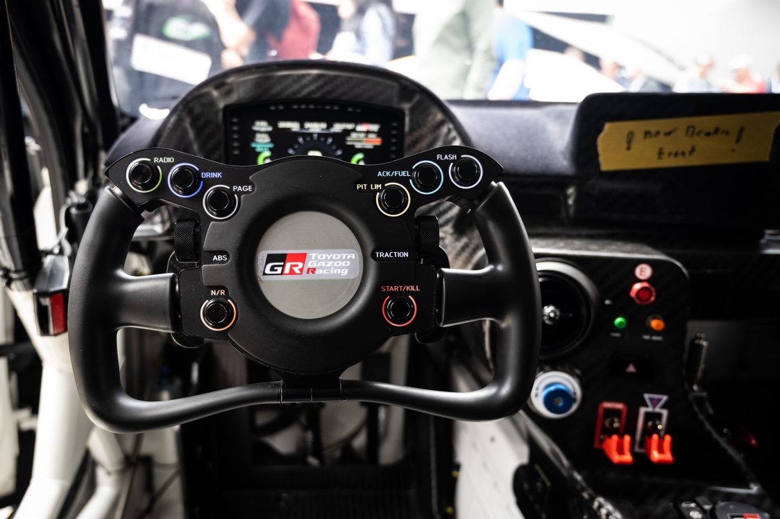 Toyota Gazoo Racing GR Supra GT4 EVO cockpit at the 2023 Goodwood Festival of Speed.