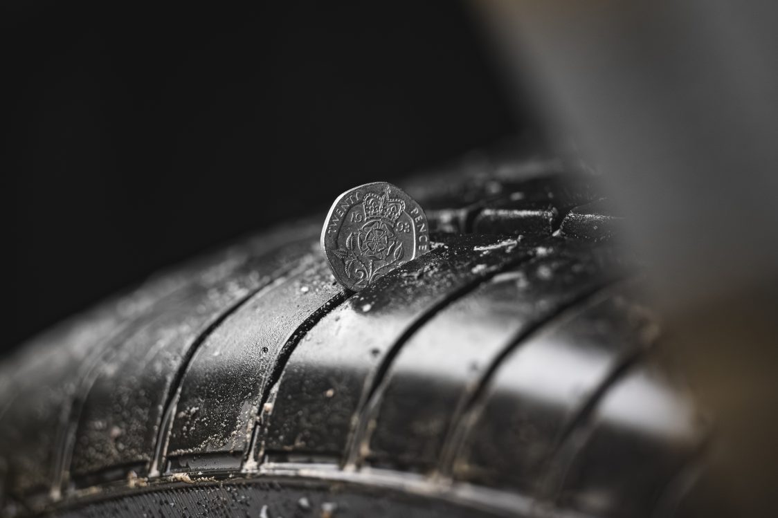 October is Tyre Safety Month. Place a 20p coin in the main tread grooves of your tyre. If the outer band of the coin is visible the tyre needs changing