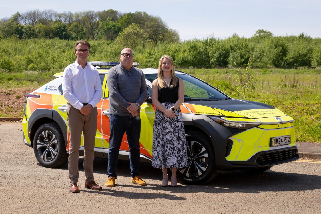 L/R: Simon Buttery, business centre manager - Steven Eagle Toyota, Birmingham, Martin Edgecox, national fleet manager - Highways Agency and Gemma Wotherspoon - Toyota GB.