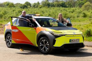 L/R: Martin Edgecox, national fleet manager - Highways Agency and Gemma Wotherspoon - Toyota GB.