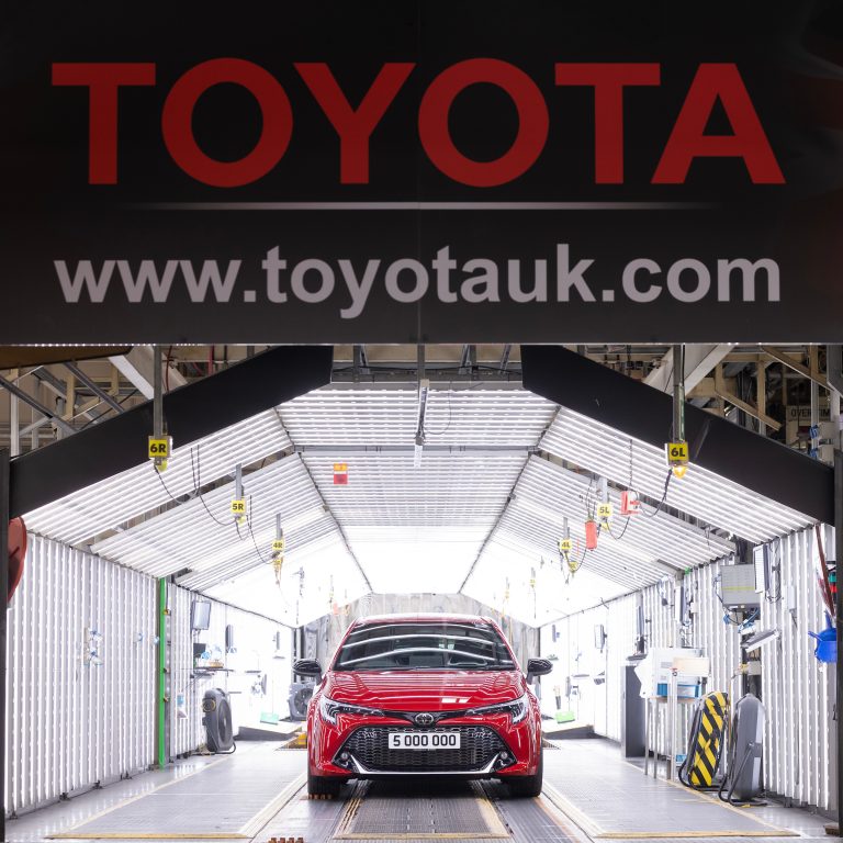 5,000,000th Toyota produced at Burnaston, Derbyshire - a Corolla GS Hatchback hybrid. www.rkpphotography.co.uk