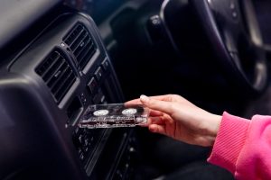 Scene from Toyota film: children play a cassette tape in the Carina E. www.rkpphotography.co.uk.