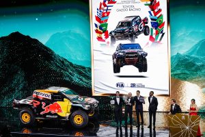 Ellen Bart, Toyota Gazoo Racing with MORAES Lucas, Toyota Gazoo Racing, FIA W2RC, portrait and MONLEON Armand, Toyota Gazoo Racing, FIA W2RC, portrait during the 2024 FIA Awards Ceremony, on December 13, 2024 at BK Arena, in Kigali, Rwanda - Photo Julien Delfosse / DPPI