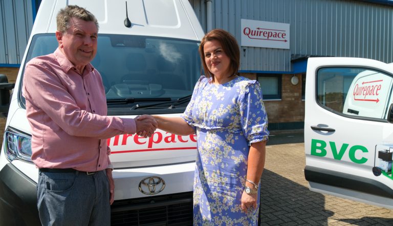 Richard Pescott, Managing Director Quirepace, meets with Sara Gillett Area Account Manager South for the One Toyota Business Team