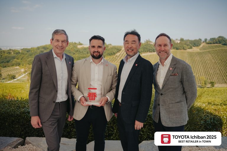 Pictured here (second left) is Gavin Barry, Centre Principle, Rochdale Toyota, receiving the Ichiban Award - Large Centre