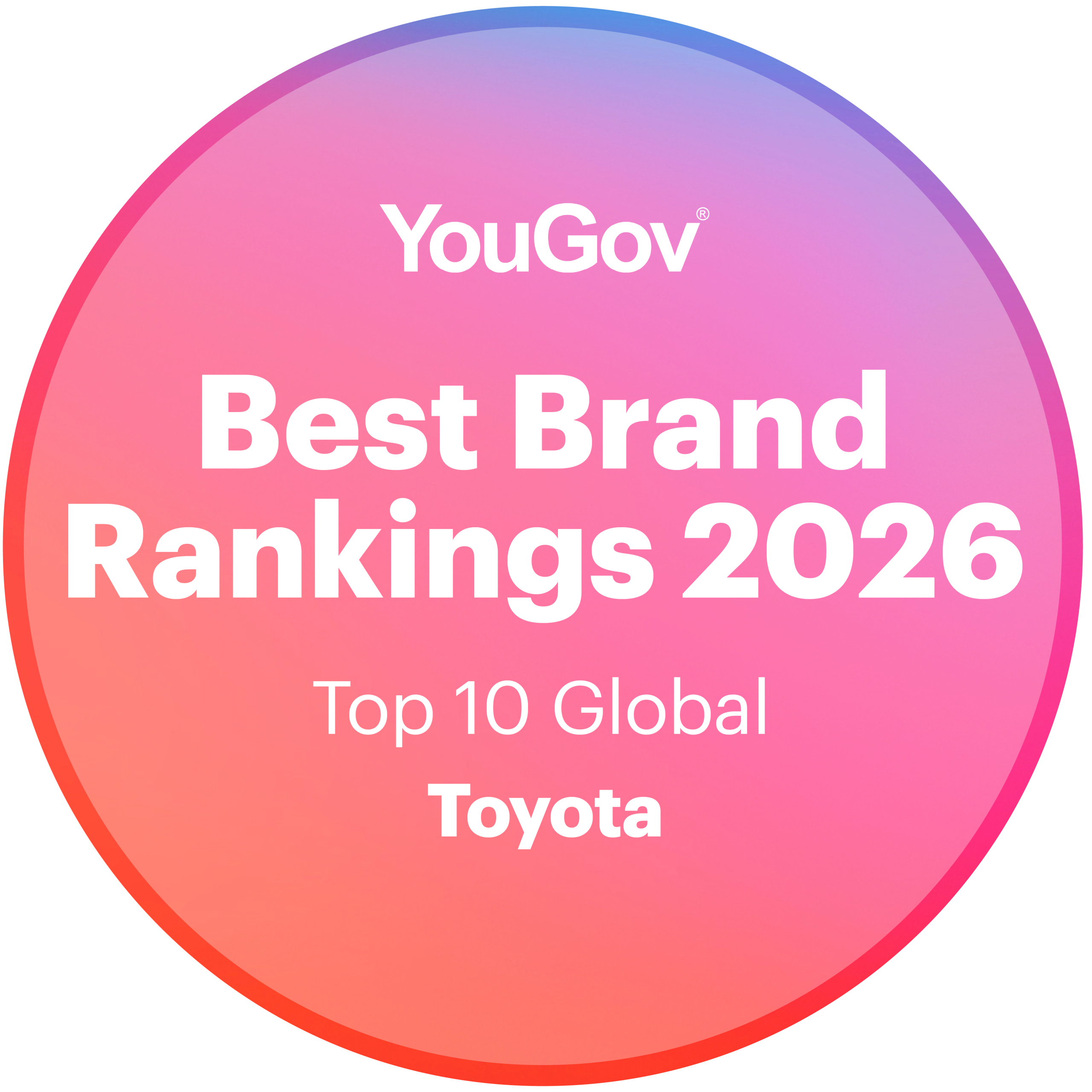 Toyota hailed a ‘global powerhouse’ as top automotive company in YouGov’s Best Brand Rankings 2026