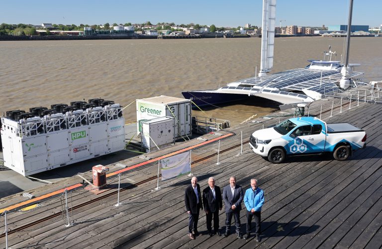 L/R Andrew Cunningham (GeoPura), Andy Darlington (Port of Tilbury), David Housden (Port of Tilbury) and Jon Hunt (Toyota TGB).