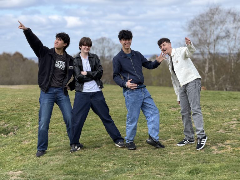 The Displacements with the Toyota Aygo X - from L to R: Leo Praseuth, Ella Bashford, Jay Praseuth and Brandon Crisp